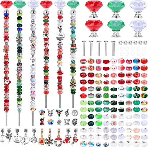 Miniatura 11 de Kit de 158 piezas de varitas de hadas de bricolaje para jardín, múltiples esquemas de color con cuentas europeas, cristales y puntas de diamante