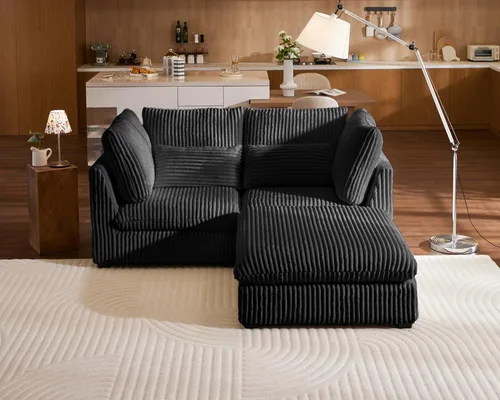 Miniatura 47 de Sofá Modular de Gran Tamaño, Sofá Seccional de Chenilla Nube Extra Profundo con Chaise Otomana, Sofá Esponjoso de Chenilla de 4 Plazas para Sala
