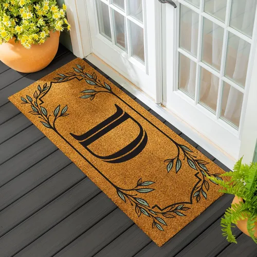 Miniatura 20 de Evergreen Flag Alfombra de puerta de fibra de coco monograma Letra B Alfombra para puerta delantera para interiores y exteriores 71x41 cm