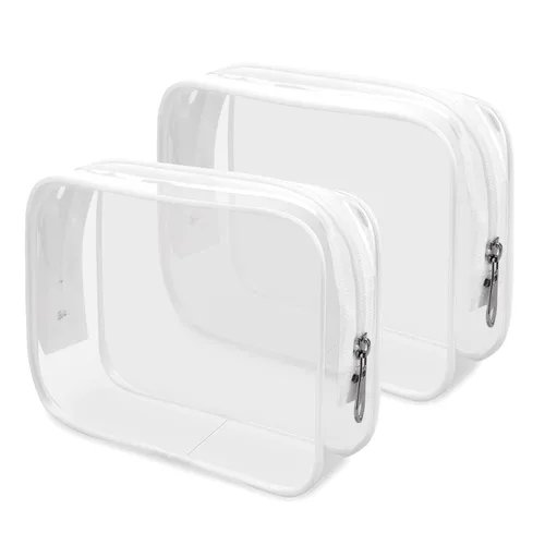 Miniatura 17 de Wedama Bolsas de cosméticos aprobadas por la TSA para hombres y mujeres, paquete de 2 con cremallera, accesorios de viaje de aeropuerto, bolsas
