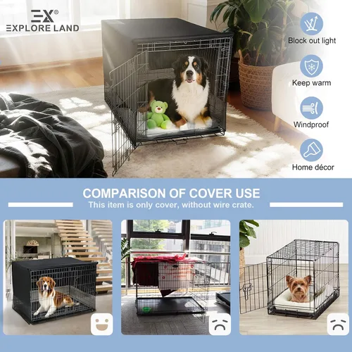 Miniatura 7 de Explore Land Funda transpirable para jaula de perro, ventilación de malla de 4 lados, funda básica para perrera para mascotas, todos los lados