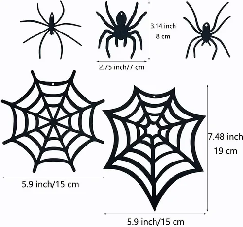 Miniatura 2 de SaktopDeco 33 piezas de decoración de araña colgante, adorno de araña de fieltro negro, decoración de Halloween para decoración de casa de bricolaje