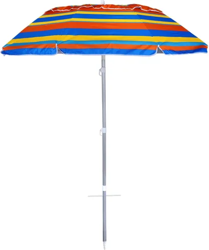 Miniatura 16 de Sombrilla de playa al aire libre de 6.5 pies con anclaje de arena, inclinación y protección solar UV50+, ligera y portátil, perfecta para playa