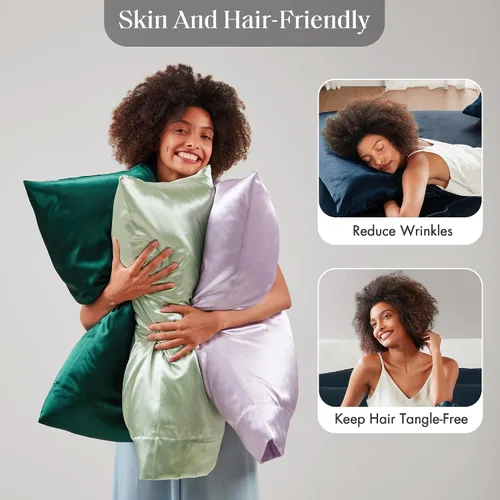 Miniatura 207 de Madison Park Essentials - Juego de sábanas de satén de lujo y sedoso con brillo natural, bolsillo elástico de 14 pulgadas para colchones de hasta 16