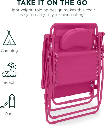Miniatura 7 de Best Choice Products Silla reclinable de patio al aire libre de gran tamaño con gravedad cero, plegable, con portavasos y bandeja de accesorios