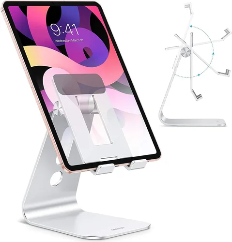 OMOTON Soporte ajustable para tablet de escritorio, brazos más largos mejorados para una mayor estabilidad, soporte para tableta T2 con diseño hueco