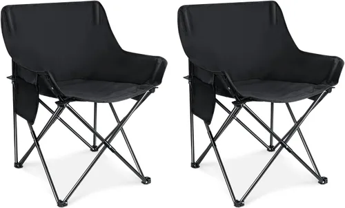 Leonyo Paquete de 2 sillas plegables para campamento, sillas portátiles para exteriores, playa, césped, para adultos, con bolsa de transporte para