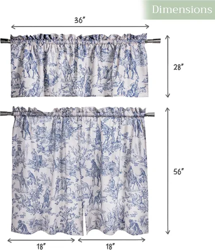 Miniatura 4 de Maison d' Hermine Juego de cortinas de cocina para ventanas, juego de cortinas de cocina 100% algodón, cenefas para el hogar [2 niveles
