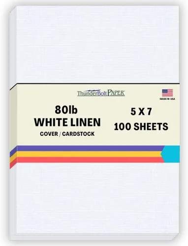 Miniatura 54 de 100 hojas de papel de cubierta de lino blanco brillante 80# – 4.5 x 6.5 pulgadas, invitación 1/2 pulgada más pequeña que 5 x 7 – peso de tarjeta