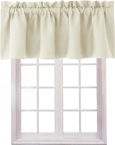 Miniatura 30 de Hiasan - Cortinas de cenefa negras con bolsillo para barra, cortinas opacas para ventanas de cocina, 52 x 18 pulgadas de largo, 1 panel Negro