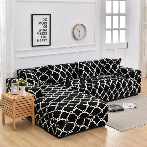 Miniatura 10 de LiveGo Funda de sofá en forma de L, 2 piezas, elástica y elástica de 3 plazas, protector de muebles con 4 fundas de almohada para sala de estar