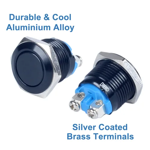 Miniatura 4 de Paquete de 2 interruptores de botón momentáneos de metal de 0.630 in, impermeables, IP66, terminales de tornillo antivandálicos de 12 V, 24 V, 36 V