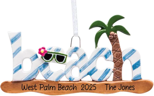 Miniatura 7 de Adorno de Navidad personalizado para la playa 2026, personalización gratuita, vacaciones de verano, vacaciones en la playa, decoración con palmera