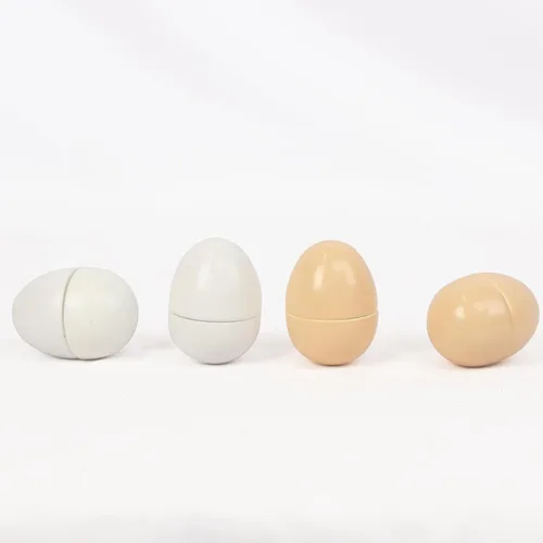 Miniatura 6 de Huevos de madera, 4 piezas de juguetes para cortar huevos de Pascua, juego de comida de madera para jugar a fingir, juegos de comida de juguete