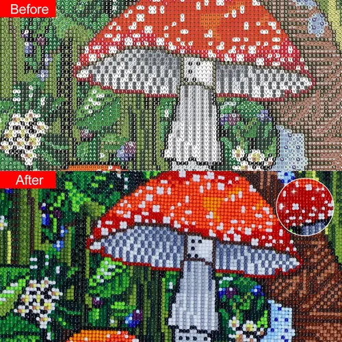 Miniatura 4 de Stalente Kits de pintura de diamantes para adultos, pintura de diamante 5D con taladro redondo completo para decoración de pared del hogar, hongos