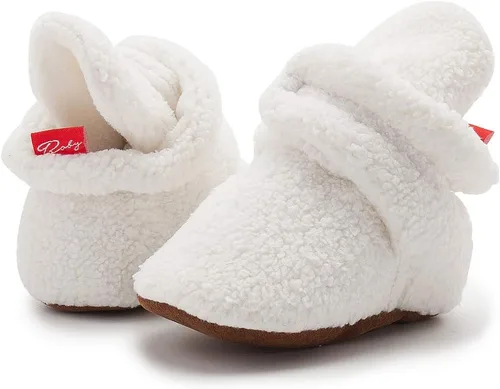 Miniatura 136 de Botines de forro polar para bebés, niños y niñas, pantuflas antideslizantes con agarre suave, zapatos de calcetín para recién nacidos, cuna