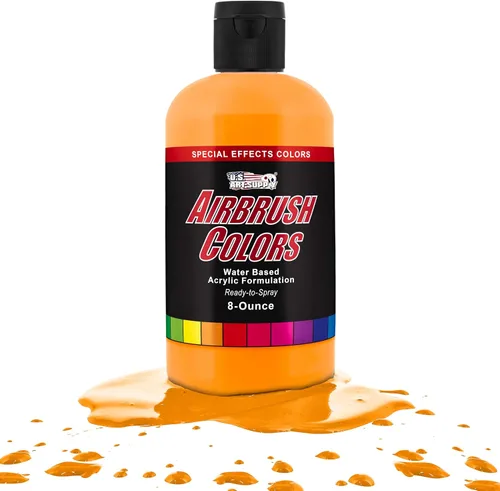 Miniatura 14 de U.S. Art Supply Pintura acrílica rosa neón para aerógrafo, 8 onzas, lista para rociar, pintura con pincel de aire para uñas, modelos, tela, pintura