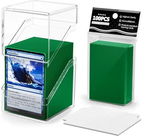 Miniatura 14 de YSCare Paquete de 2 Cajas para Mazos de Cartas, Estuche para Mazo y 200 Fundas para Tarjetas con Divisores, Caja de Almacenamiento Commander Negro