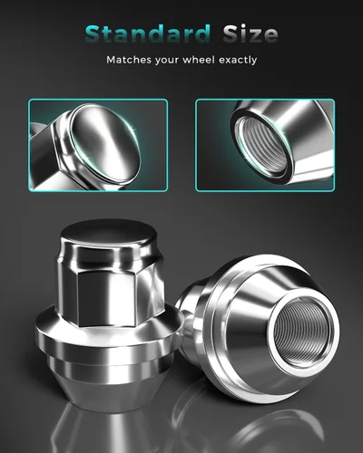 Miniatura 4 de Tuercas de llanta de una pieza M12x1.5 – Repuesto para Ford Fusion 2006-2019, Focus 2000-2019, rueda Escape Factory 2001-2020 – 20 tuercas cromadas