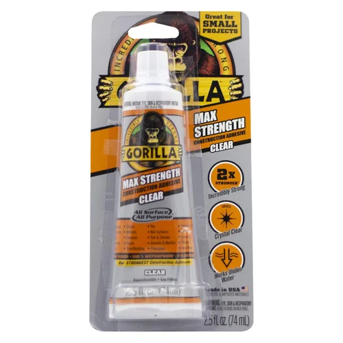 Miniatura 2 de Gorilla Max Strength - Adhesivo transparente para construcción, tubo de compresión de 2.5 onzas, transparente, (paquete de 2)