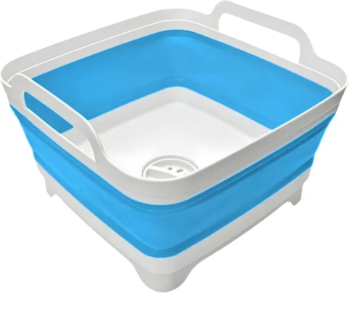 Miniatura 11 de Lavabo Plegable de 9L, Tina de Platos Plegable con Tapón de Drenaje, Lavabo de Platos Plegable Portátil, Fregadero de Campamento para Lavar Platos