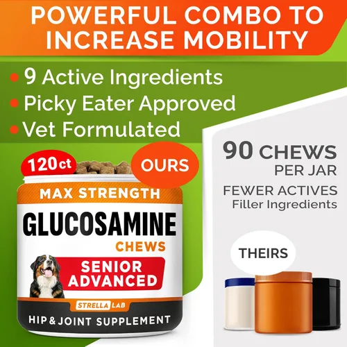 Miniatura 3 de Suplemento Avanzado Senior de Glucosamina Condroitina para Articulaciones de Perros - Pastillas para Alivio del Dolor de Cadera y Articulaciones
