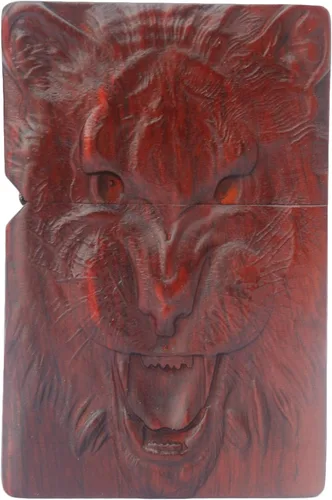 Miniatura 35 de Carcasa exterior de palisandro Huanghuali natural tallado para módulo Zippo (1000 brazos Avalokiteshvara de la diosa 3#)