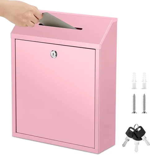 Miniatura 19 de Yaocom Caja de dinero de metal para donación de dinero para colección de soportes de granja, caja de sugerencias segura con candado montado