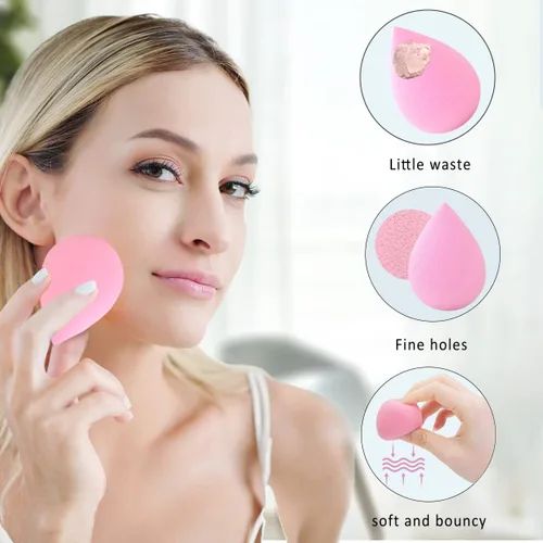 Miniatura 5 de Juego de 6 esponjas de maquillaje – Esponja suave de belleza para base, crema y polvo (rosa claro)