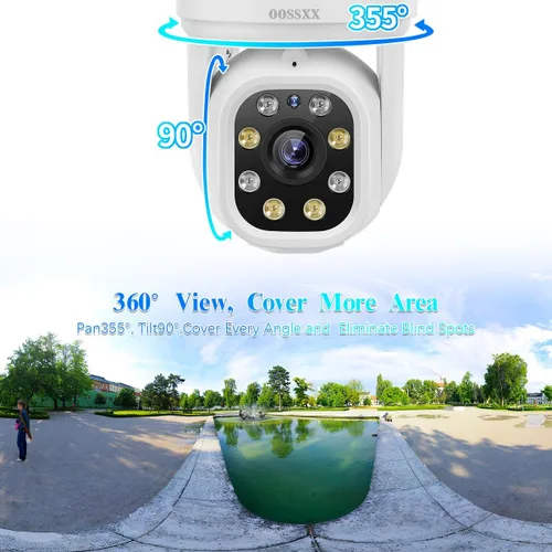Miniatura 9 de Sistema de cámara de seguridad inalámbrica PT de 5MP con monitor, seguimiento humano AI, WiFi de doble banda 2.4G y 5G, gran angular de 130°, audio