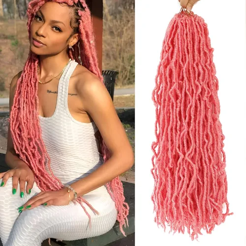 Miniatura 28 de Extensiones de cabello de ganchillo suaves de 22 pulgadas, 7 paquetes de rastas sintéticas preenlazadas para mujeres negras, extensiones de cabello