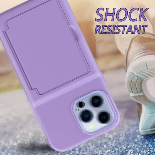Miniatura 6 de Funda tipo cartera para iPhone 13 Pro Max, [Soporte para tarjeta de crédito integrado] Defensor 2 en 1 con ranuras para tarjetas, espejo oculto, a