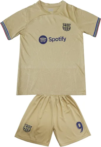 Miniatura 2 de CEKFAX 20222023 Barca Away #9 Robert Lewandowski Football Soccer Kids Jersey Shorts Socks Set Juvenil Tallas
