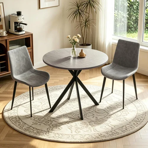 Miniatura 12 de Juego de 2 sillas y mesas de comedor redondas de 31.5 pulgadas para 2, pequeñas sillas de comedor que ahorran espacio, juegos de comedor pequeños