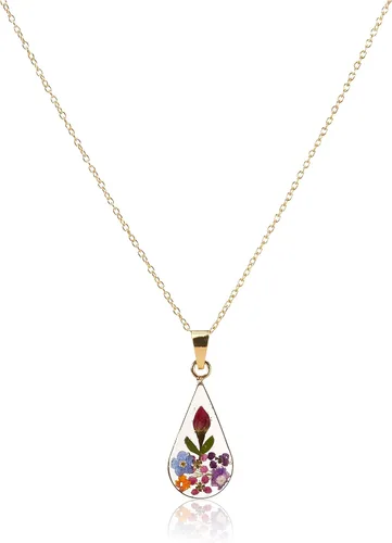 Amazon Essentials Collar con colgante de flor prensada de plata de ley y oro sobre plata esterlina (anteriormente colección Amazon)