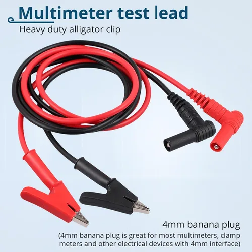 Miniatura 3 de 1 par de cable de prueba conector banana a pinzas cocodrilo, 100cm/3.28ft, corriente nominal de 15A, voltaje máximo de 1000V, cable de prueba