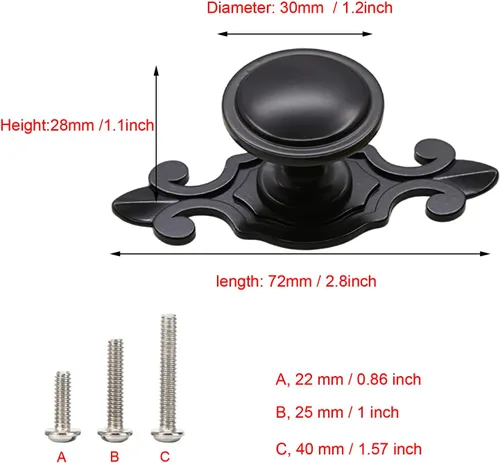 Miniatura 2 de HUAMULAN Paquete de 10 pomos, tiradores vintage para armario de cocina, base de aleación de zinc, manijas de puerta de armario, cajón, base negra