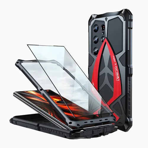 Miniatura 12 de Funda Samsung Galaxy S22 Ultra 5G de protección de grado militar de 360 grados, a prueba de golpes, inastillable, metal y silicona integrados, Nior