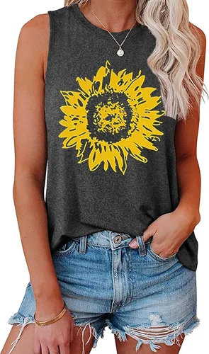 Miniatura 6 de Hount - Camisetas sin mangas para mujer, estilo casual, sueltas, con gráficos, cómodas, para verano, básicas, camisetas sin mangas