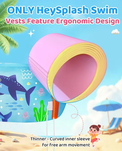 Miniatura 2 de HeySplash Chaleco de Natación para Niños, Flotadores de Piscina para Niños Pequeños, Chaleco de Natación para Niños con Correa Ajustable, Chaqueta R
