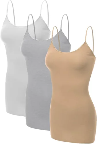 Miniatura 361 de Emmalise Camisola larga casual básica para mujer, con tirantes ajustables, top en capas