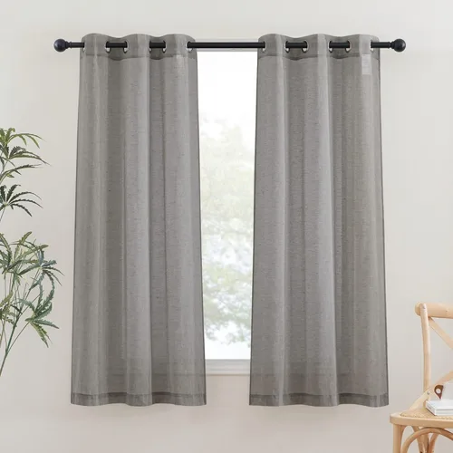 Miniatura 228 de NICETOWN Cortinas de lino traslúcidas con textura de lino de 84 pulgadas de largo, con ojales semitraslúcidos, tratamientos de ventana, privacidad