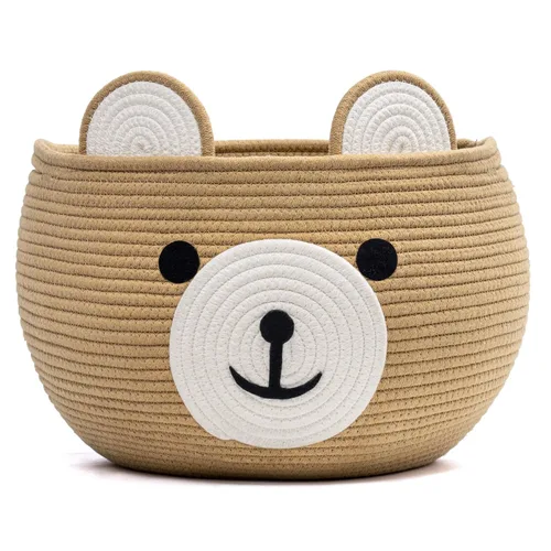 Miniatura 13 de CherryNow Woven Rope Basket, Bear Baskets for Gifts Empty, Large Storage Basket for Living Room Nursery, Decorative Animal Baskets with Handles