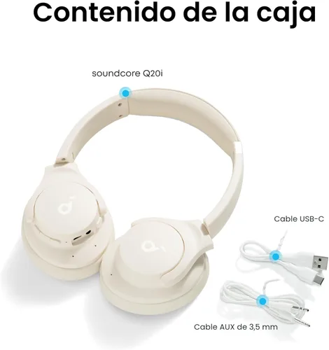 Miniatura 8 de Soundcore by Anker Q20i Auriculares híbridos con cancelación activa de ruido, Bluetooth inalámbrico sobre la oreja, tiempo de reproducción ANC de 40