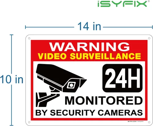 Miniatura 2 de iSYFIX Señal de advertencia de videovigilancia – 1 paquete de 14 x 10 pulgadas – 100% libre de óxido de aluminio .040, laminado para máxima
