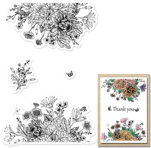 Miniatura 6 de Sellos transparentes de silicona para decoración de tarjetas, flores, mariposas, manualidades, álbumes de recortes, sellos transparentes de silicona