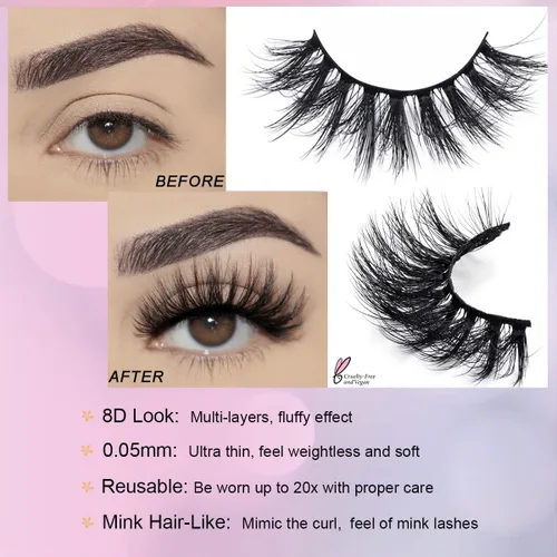 Miniatura 4 de FARRED - Pestañas postizas esponjosas, dramáticas, a granel, mix de 10 estilos, paquete de 50 pares, en cajas individuales, 10-18mm de volumen