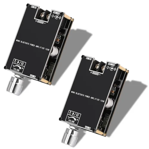 Miniatura 10 de Daakro ZK-1002T Placa amplificadora Bluetooth, placa amplificadora de 100W+100W de 2.0 canales con control de agudos/graves, DC 12-24V, entradas