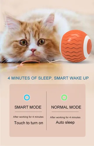 Miniatura 6 de Cat Toys - Pelota giratoria interactiva, rodamiento automático inteligente para entrenamiento de gatos, con luces LED intermitentes, y es recargable