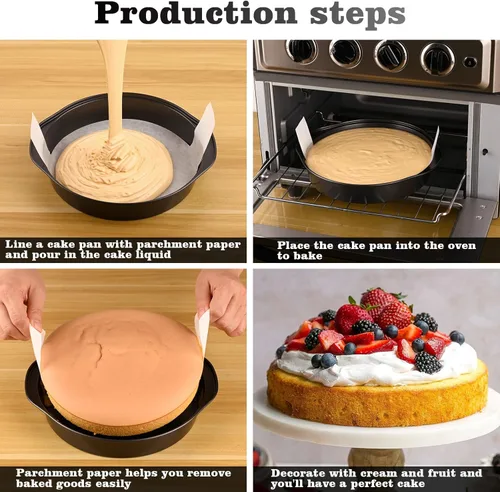 Miniatura 2 de HUAKENER Moldes para Pasteles de 8 Pulgadas - Juego de 3 Moldes Redondos para Pasteles con 100 Piezas de Papel Pergamino, Moldes Antiadherentes